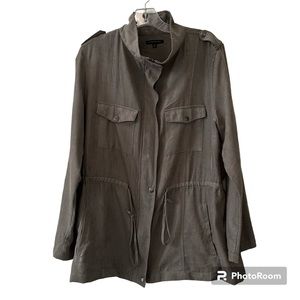 Staccato Grayish Tan Zip Up With Snaps Suede Like Jacket Size Medium